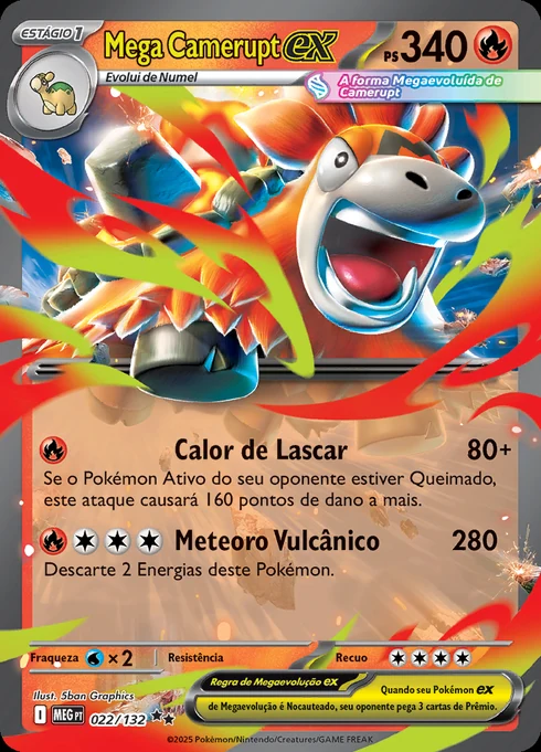 Mega Camerupt ex, ME01 022/132, Rara Dupla