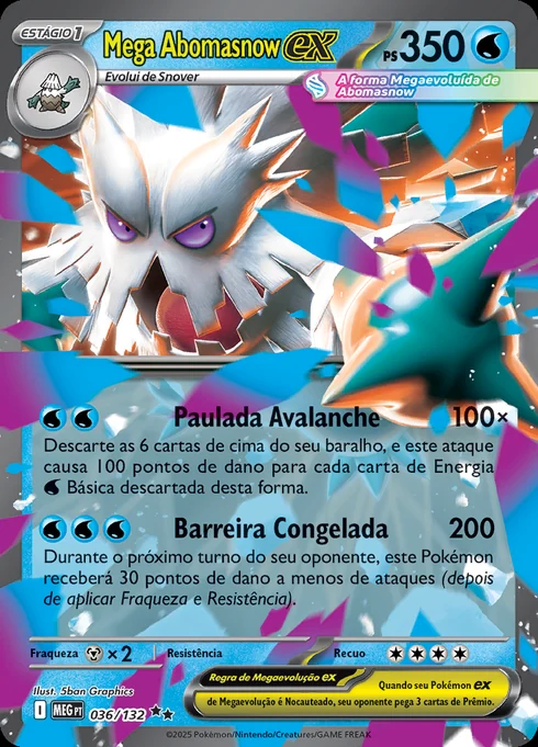 Mega Abomasnow ex, ME01 036/132, Rara Dupla