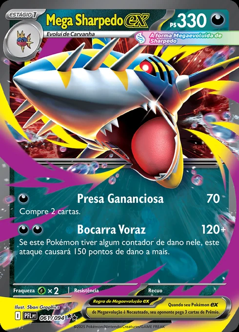 Mega Sharpedo ex, ME02 061/094, Rara Dupla