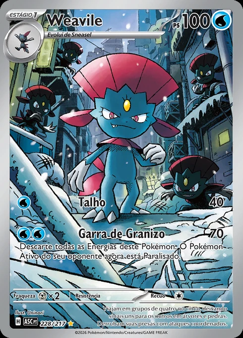 Weavile, ME2.5 228/217, Rara Ilustração
