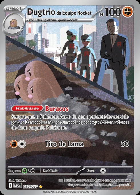 Team Rocket's Dugtrio, ME2.5 239/217, Rara Ilustração