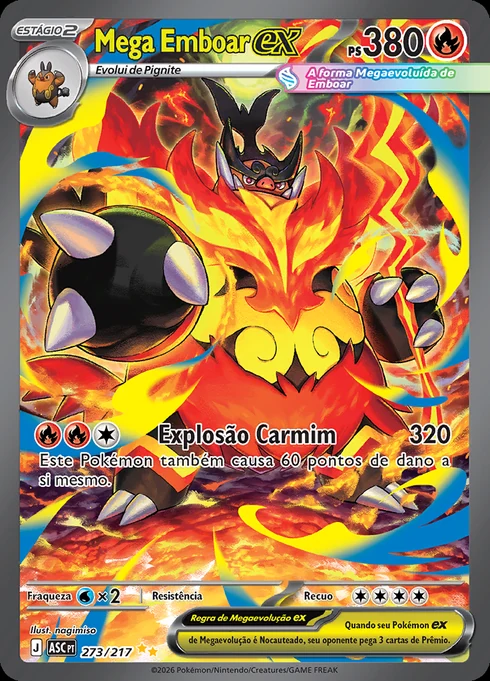 Mega Emboar ex, ME2.5 273/217, Rara Ilustração Especial