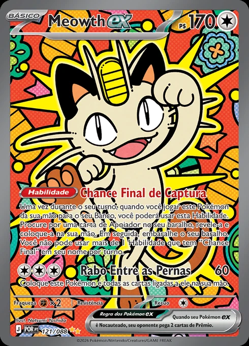 Meowth ex, ME03 121/088, Rara Ilustração Especial
