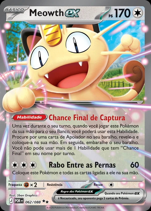 Meowth ex, ME03 062/088, Rara Dupla