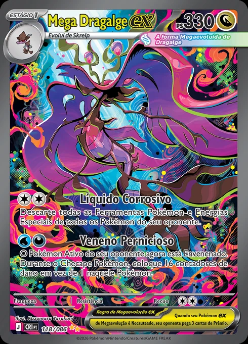 Mega Dragalge ex, ME04 118/086, Rara Ilustração Especial