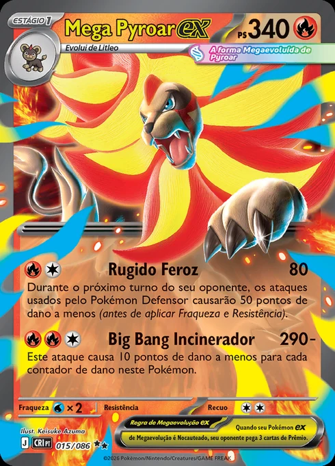 Mega Pyroar ex, ME04 015/086, Rara Dupla