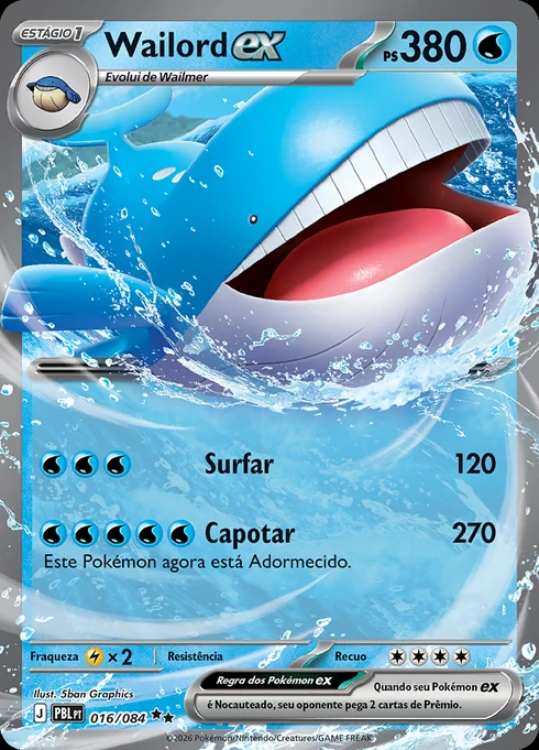 Wailord ex, ME05 016/084, Rara Dupla