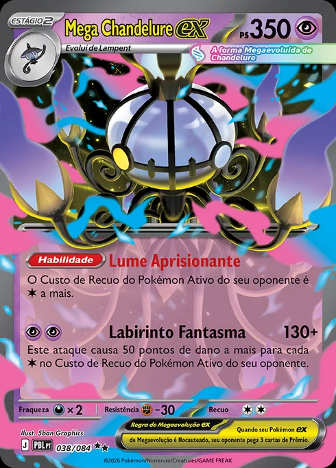 Mega Chandelure ex, ME05 038/084, Rara Dupla