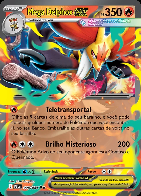 Mega Delphox ex, ME05 008/084, Rara Dupla